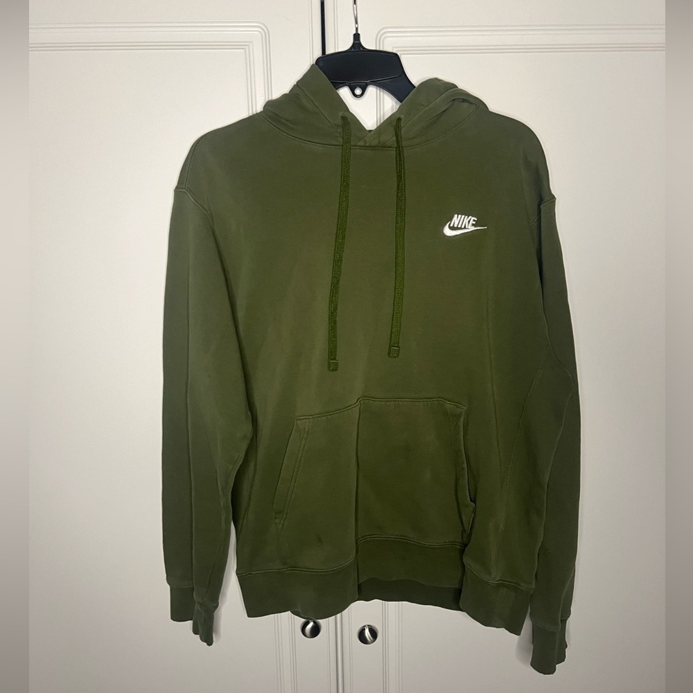 Nike Olive Green Embroidered Logo Pullover Hoodie